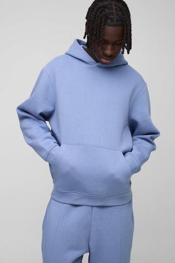 Blue 330GSM Over The Head Basic Hoodie