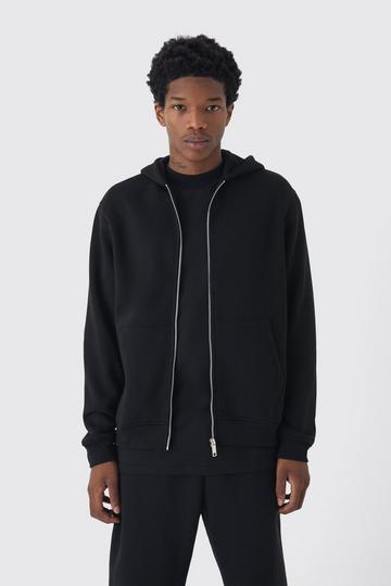 330GSM Basic Zip Through Hoodie black