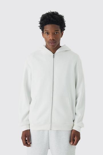 330GSM Basic Regular Fit Zip Through Hoodie white