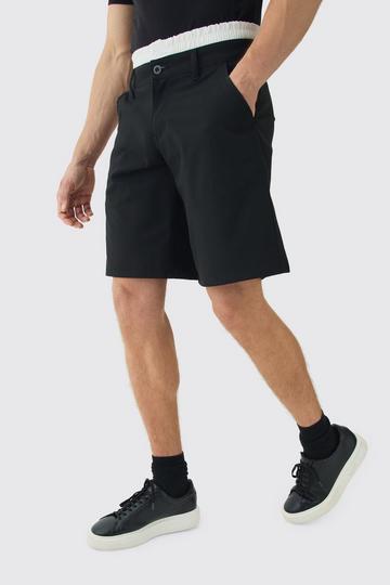 Woven Jort With Boxer Double Waistband black