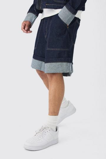 Regular Rigid Denim Turn Up Jorts In Indigo indigo