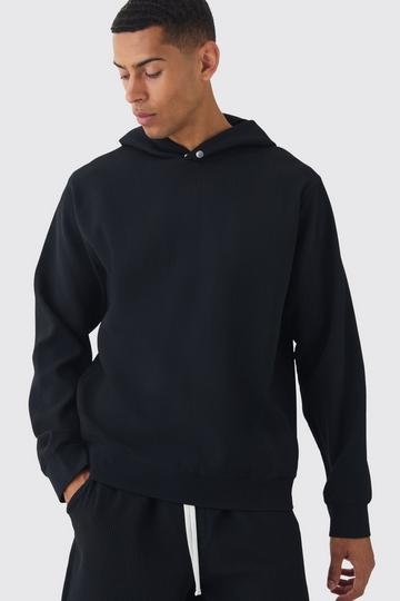 Regular Pleated Hoodie black