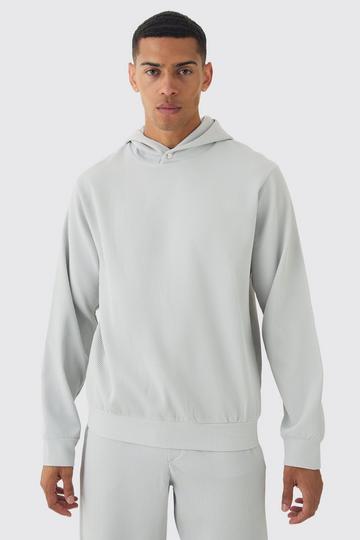 Regular Pleated Hoodie charcoal