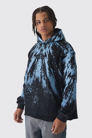 Oversized Loopback Hoodie Met Print En Onbewerkte Zoom black