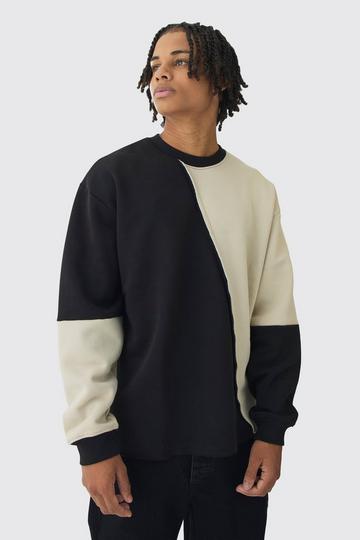 Oversized Diagonal Colourblock Sweatshirt ecru