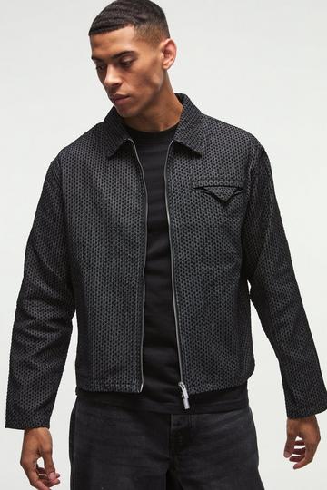 Boxy Denim Textured Jacket black