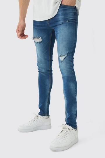 Blue Skinny Stretch Ripped Jeans