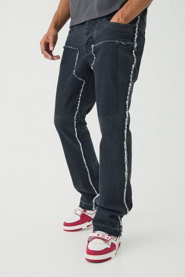 Black Slim Rigid Flare Distressed Carpenter Jeans