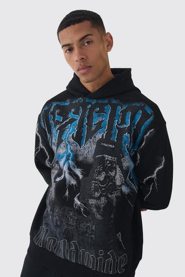 Oversized Over Seams Official Gravestone Graphic Hoodie black