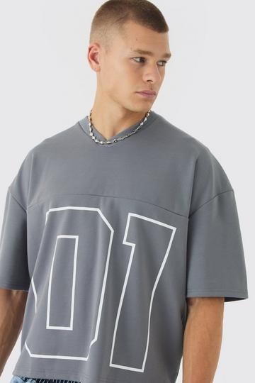 Oversized Boxy Super Heavyweight Premium Football Jersey Knit Top charcoal