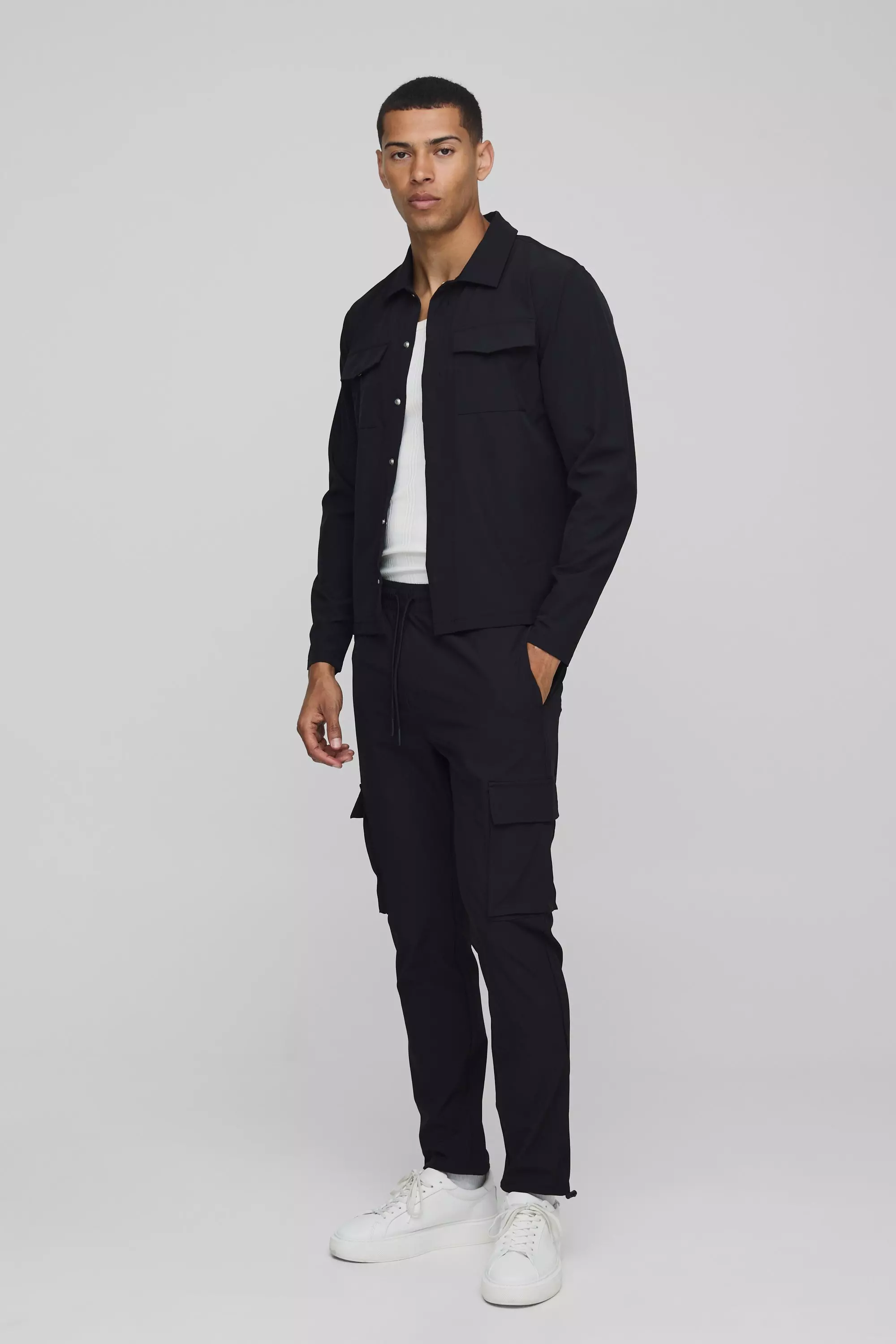 Black Technical Stretch Cargo Shirt & Trouser Set alternative image