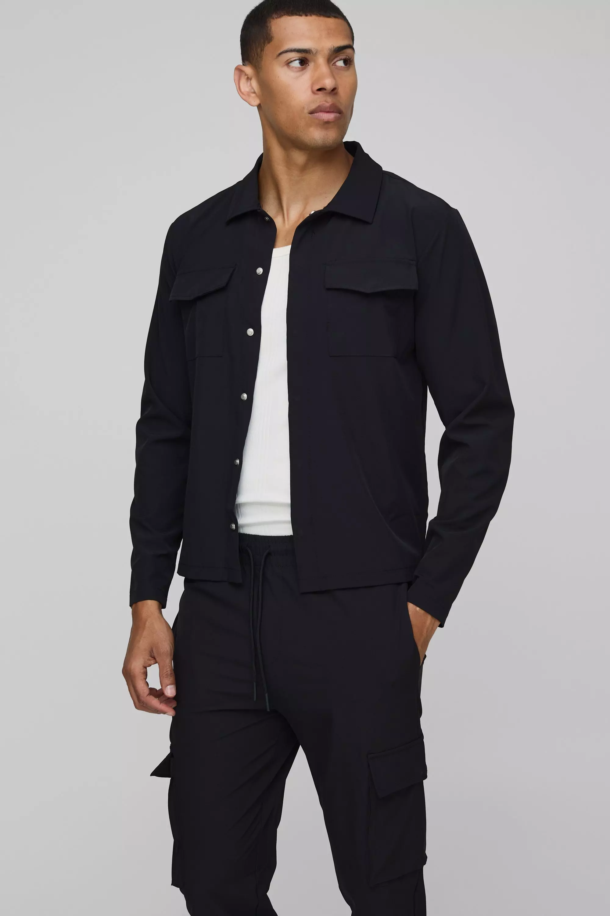 Black Technical Stretch Cargo Shirt & Trouser Set alternative image