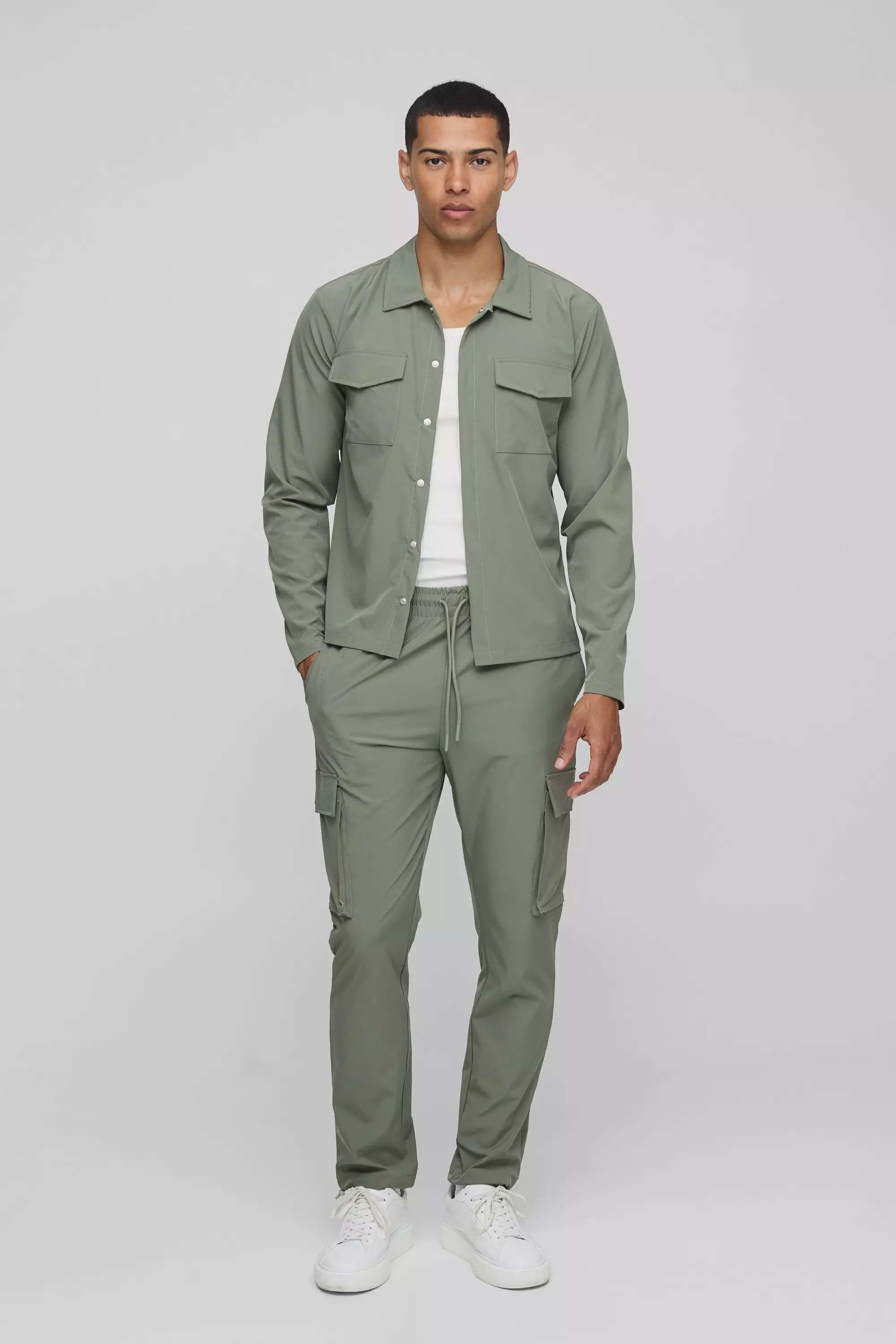 Khaki Technical Stretch Cargo Shirt & Trouser Set alternative image
