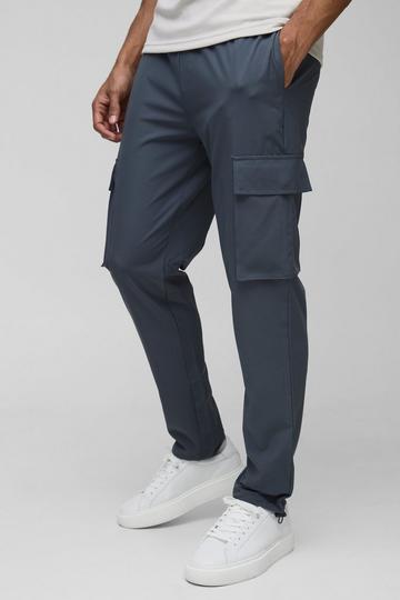 Stretch Tech Slim Fit Cargo Broek Met Touwtjes slate blue