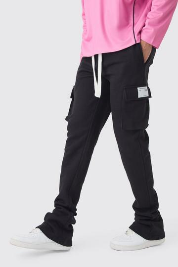 Slim Fit Extreme Stacked Woven Tab Cargo Jogger black