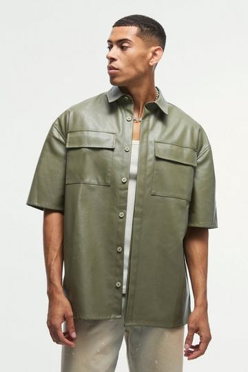 Pu Oversized Boxy Shirt khaki