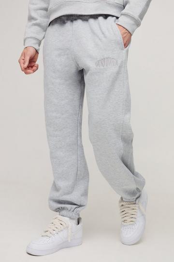 Oversized Wafel Gebreide Joggingbroek Met Panelen grey marl