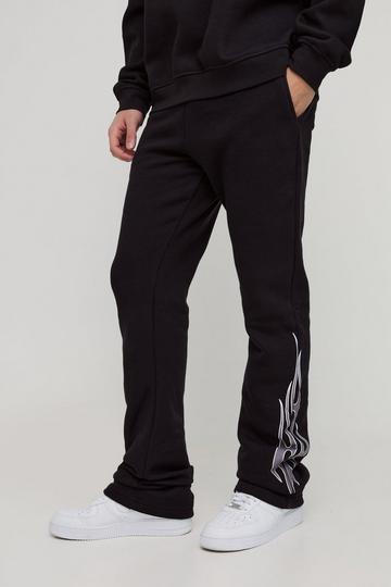 Slim Flared Stack Flame Jogger black