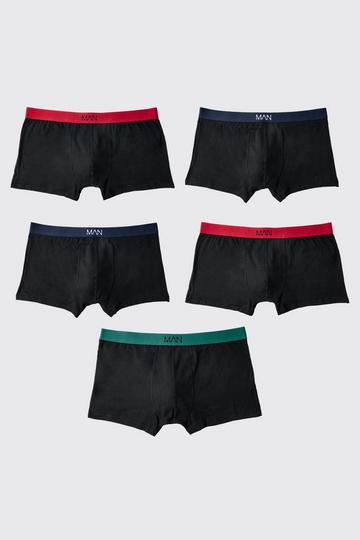 Plus Contrast Waistband 5 Pack Classic Boxer black