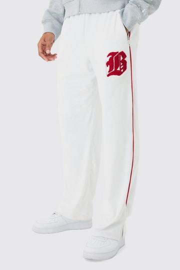 Straight Leg Varsity Velour Jogger ecru