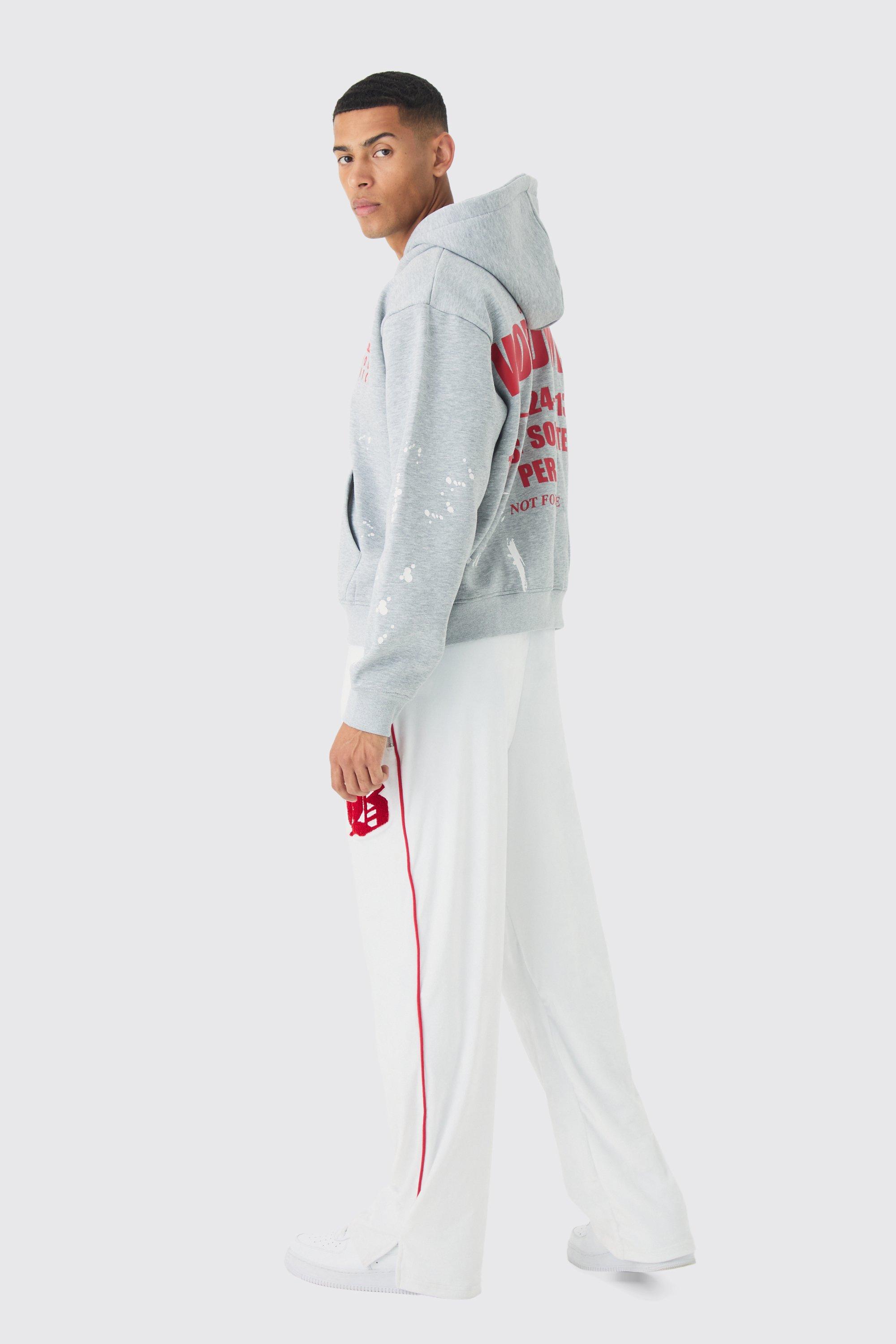 Straight Leg Varsity Velour Jogger boohoo IE
