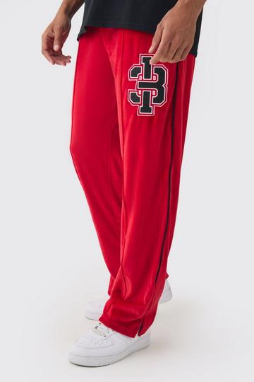 Red Straight Leg Varsity Velour Sweatpant