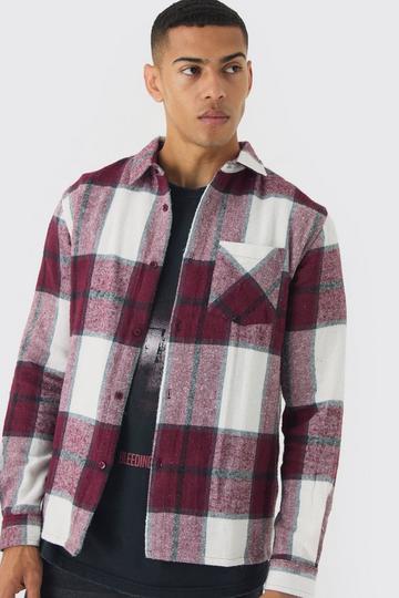 Regular Fit Flannel Long Sleeve Shirt burgundy