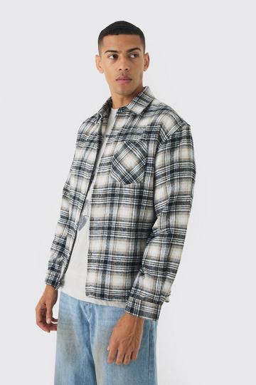 White Oversized Flannel Long Sleeve Shirt