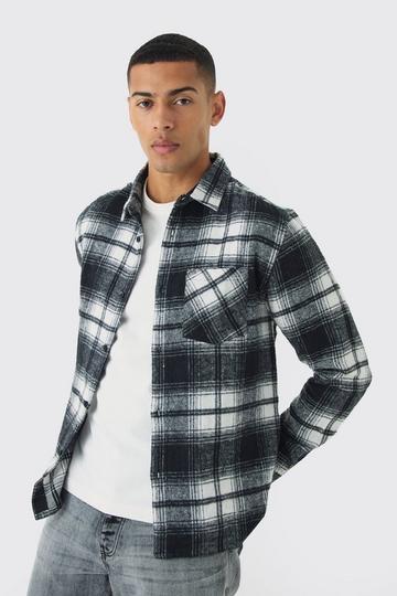 Regular Fit Flannel Long Sleeve Shirt black