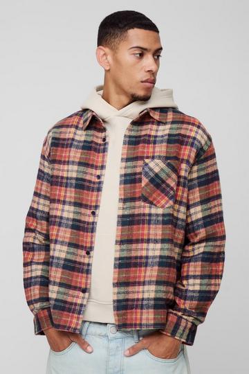 Oversized Flannel Long Sleeve Check Shirt pink