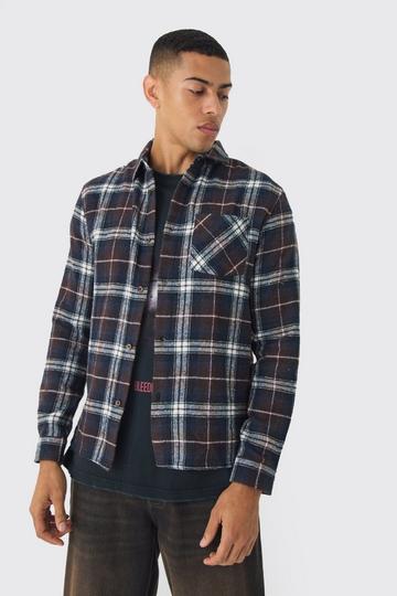 Regular Fit Flannel Check Long Sleeve Shirt chocolate