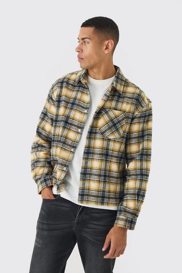 Yellow Oversized Boxy Flannel Check Long Sleeve Shirt