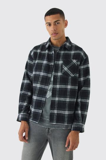 Oversized Flannel Long Sleeve Shirt black