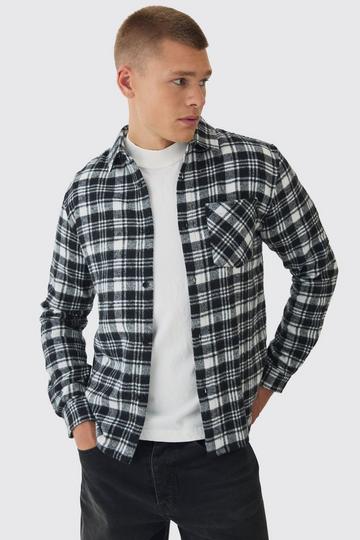 Regular Fit Flannel Long Sleeve Shirt black