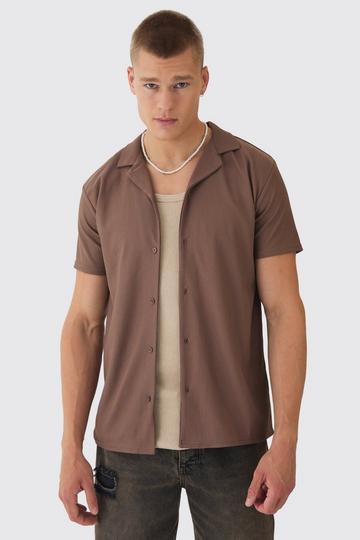 Short Sleeve Revere Rib Jersey Shirt coffee