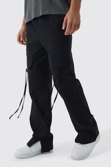 Relaxed Elasticated Waist Cargo Trouser black