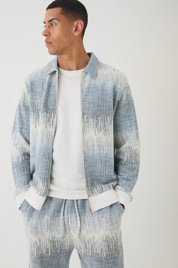 Regular Jacquard Harrington Jacket light blue