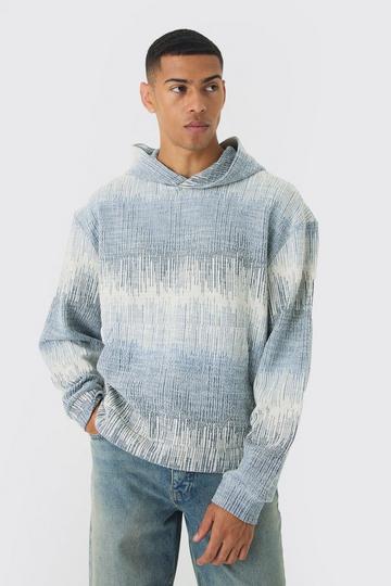 Blue Oversized Boxy Jacquard Hoodie