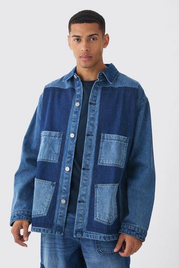 Oversized Denim Carpenter Dyed Overshirt mid blue