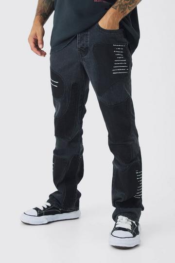 Onbewerkte Flared Jeans Met Patches washed black