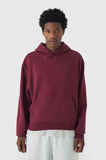 330GSM Oversized Boxy Basic Hoodie burgundy