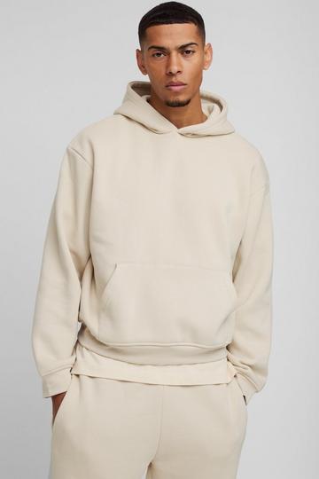 Stone Beige Basic Oversized Boxy Hoodie