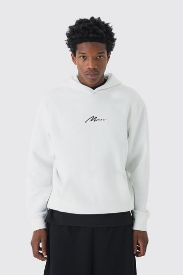 White 330GSM Man Signature Over The Head Hoodie