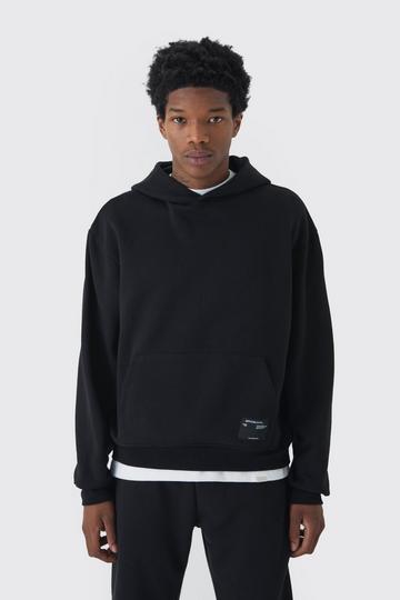 Oversized Boxy Overhead Hoodie Met Geweven Logo black