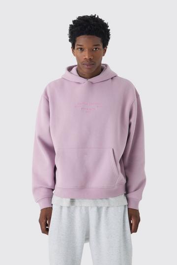 330GSM Oversized Boxy Peached Embroidered Text Hoodie mauve