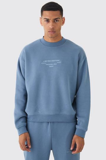 330GSM Oversized Boxy Extended Neck Peached Embroidered Text Sweatshirt ink