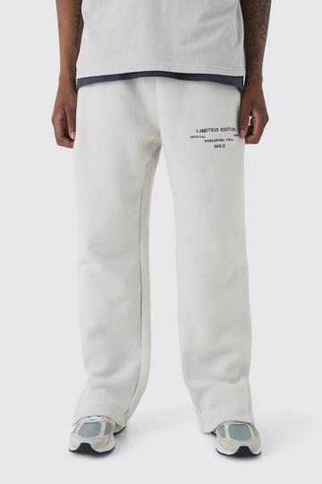 330GSM Relaxed Fit Embroidered Text Peached Jogger light grey