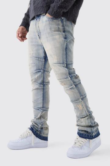 Light Brown Skinny Stretch Super Stacked Flared Acid Wash Jeans