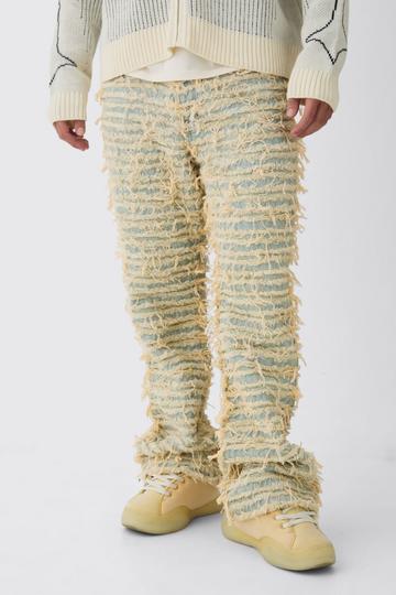 Relaxed Flare All Over Ripped Jeans beige