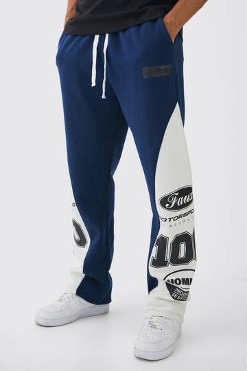 Baggy Moto Joggingbroek Met Hoge Gusset Detail navy